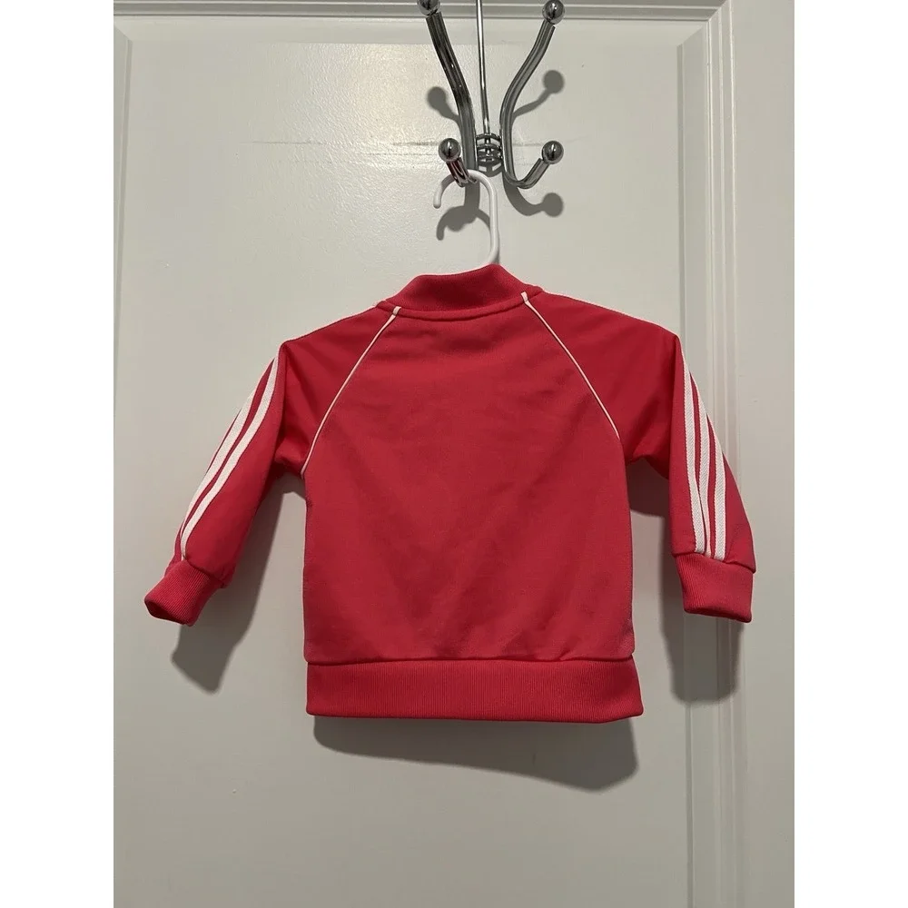 Adidas Baby‎ Girl Track Suit Pink Size 3-6 Months Striped Athletic Hot Pink Zip